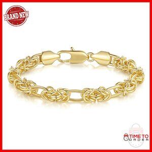 14K Gold Plated Woven Bracelet 7-8.5in Lobster Clasp Stackable